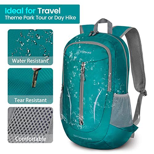 ZOMAKE Lightweight Packable Backpack 25L (Lake Green) (image 4)