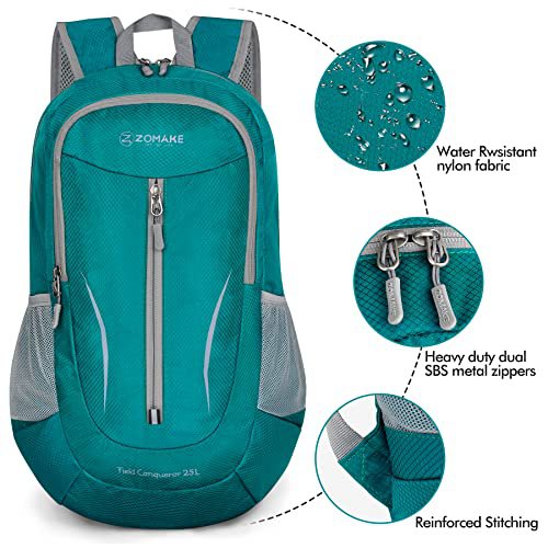 ZOMAKE Lightweight Packable Backpack 25L (Lake Green) (image 5)