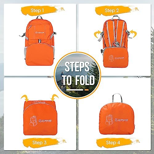 ZOMAKE Lightweight Packable Backpack (Orange) 35L (image 4)