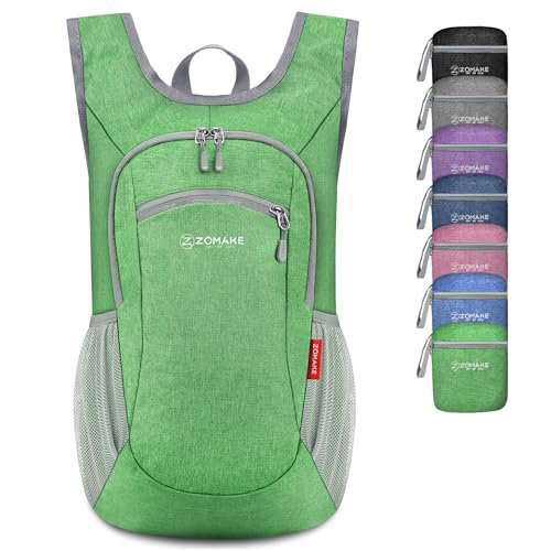 ZOMAKE Lightweight Packable Backpack - Small Daypack (Light Green&Pink) (image 2)