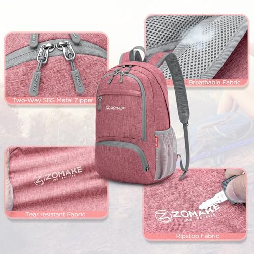ZOMAKE Lightweight Packable Backpack - Small Daypack (Light Green&Pink) (image 5)