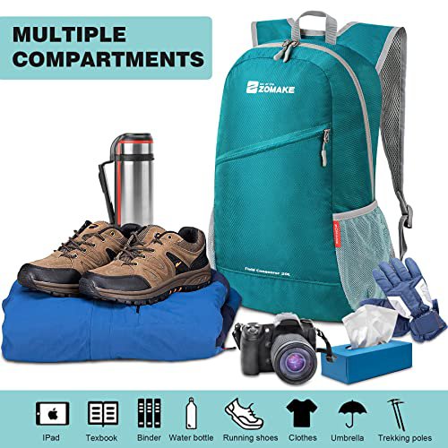 ZOMAKE Lightweight Packable Backpack - Turquoise Green&Dark Blue (image 2)