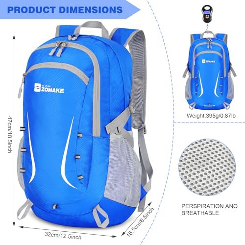 ZOMAKE Lightweight Packable Backpack - Turquoise Green&Dark Blue (image 5)