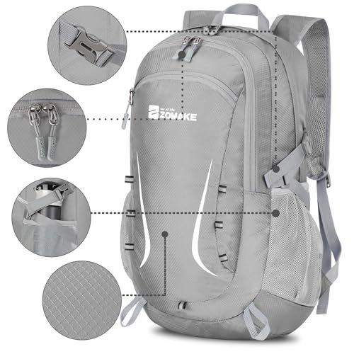 ZOMAKE Lightweight Packable Hiking Backpack 20/35L (Pink&Silver Grey) (image 4)