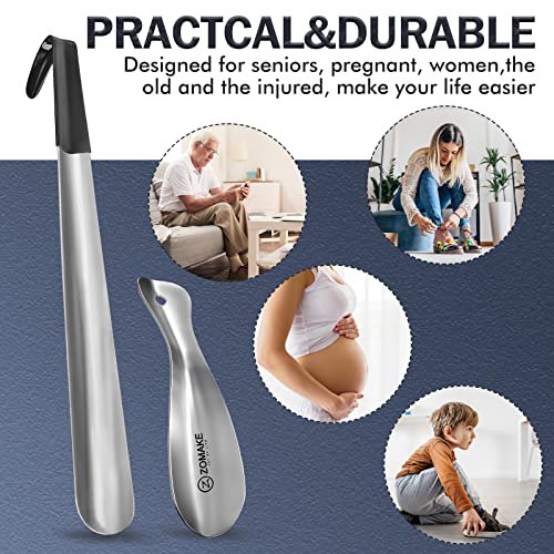 ZOMAKE Long Handle Metal Shoe Horn - 2pcs (image 5)