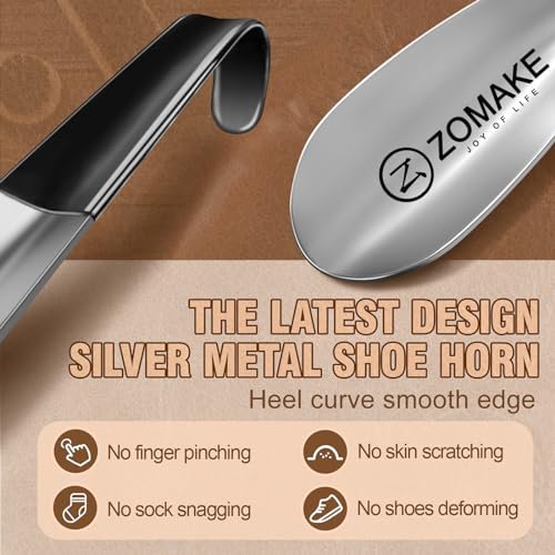 ZOMAKE Long Handle Shoe Horn 2 Pack (Silver) (image 2)