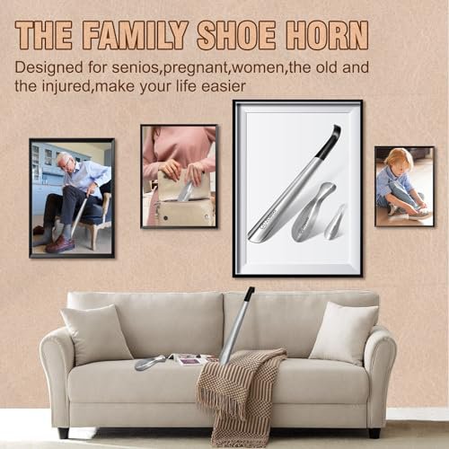 ZOMAKE Long Handle Shoe Horn 2 Pack (Silver) (image 5)