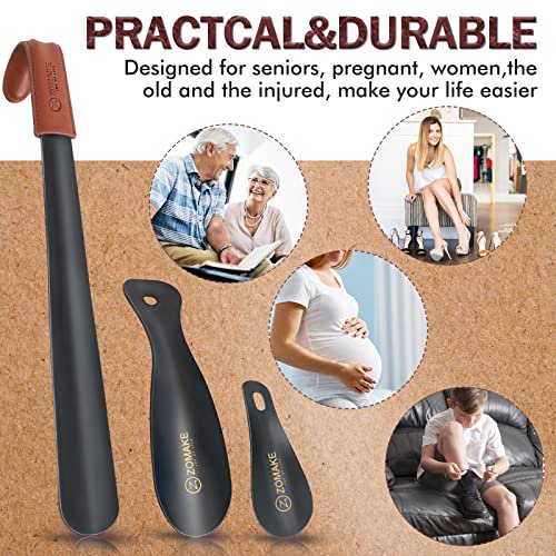 ZOMAKE Metal Shoe Horn 16.5" & 7.5" - Travel Shoe Spoon (image 5)