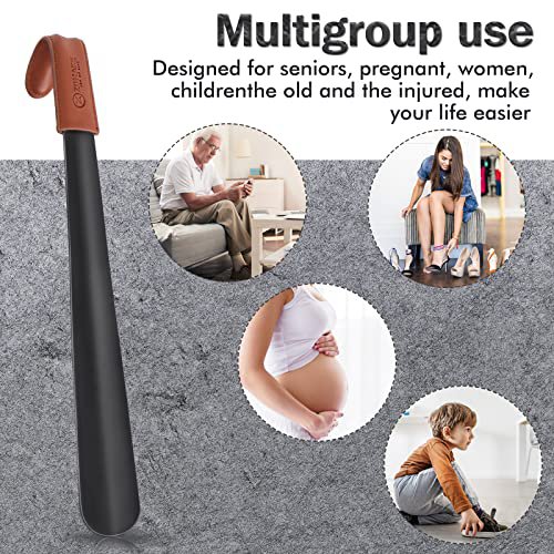 ZOMAKE Metal Shoe Horn 16.5" (Brown Handle) (image 5)