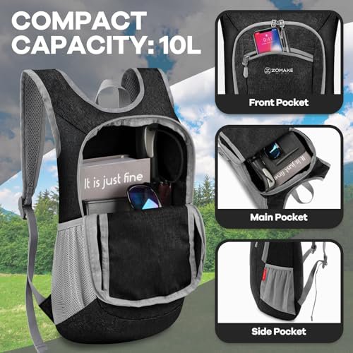 ZOMAKE Packable Backpack (Black) 10L (image 2)