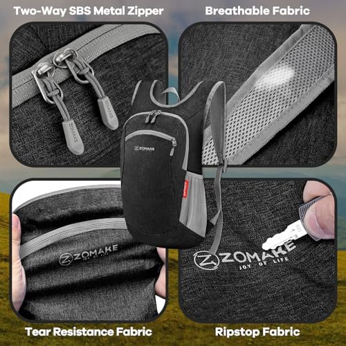 ZOMAKE Packable Backpack (Black) 10L (image 3)