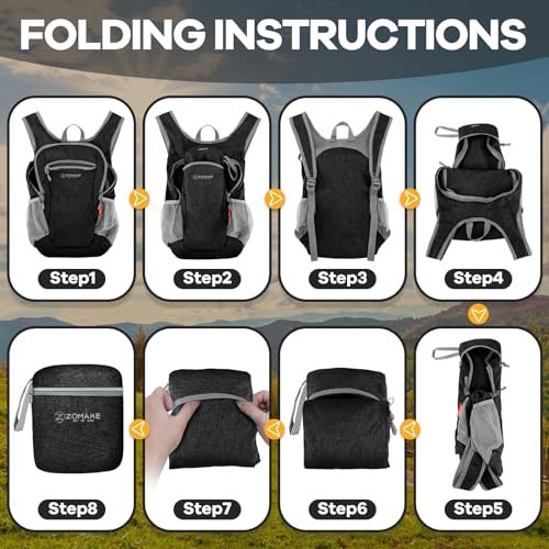 ZOMAKE Packable Backpack (Black) 10L (image 4)