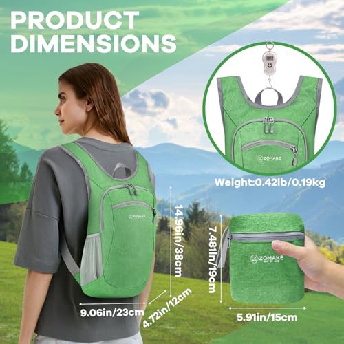ZOMAKE Packable Lightweight Daypack - Water-Resistant Hiking Backpack (image 5)