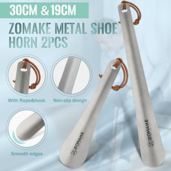 ZOMAKE Shoe Horn - Metal Long Handle Boot Horn