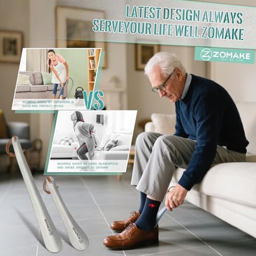 ZOMAKE Shoe Horn - Metal Long Handle Boot Horn (image 3)