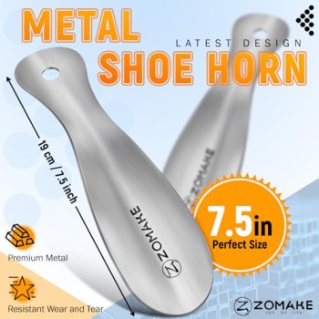 ZOMAKE Stainless Steel Shoe Horn - 7.5'' Travel Shoehorn