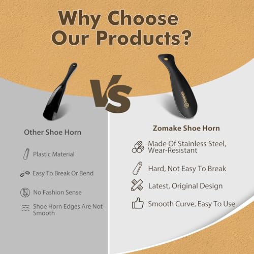 ZOMAKE Steel Shoe Horn Set - 3Pcs, 7.5 Inches (image 3)