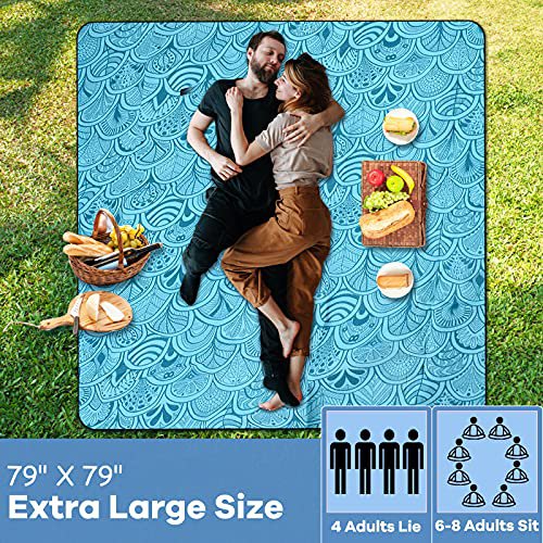 ZOMAKE Waterproof Picnic Blanket (Peacock Blue) (image 4)